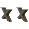 Kavos staliuko kojelės, X formos, 2 vnt., natūralus plienas, 60x(30-31) cm, plienas