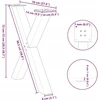 Valgomojo stalo kojos, 3 vnt., juodos, 70x(72-73) cm, plienas, X formos
