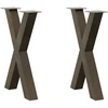 Valgomojo stalo kojos, X formos, 2 vnt., natūralus plienas, 60x(72-73) cm, plienas