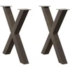 Valgomojo stalo kojelės, X formos, 2 vnt., natūralus plienas, 70x(72-73) cm, plienas