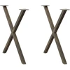 Valgomojo stalo kojelės, X formos, 2 vnt., natūralus plienas, 70x(72-73) cm, plienas