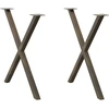 Valgomojo stalo kojelės, X formos, 2 vnt., natūralus plienas, 80x(72-73) cm, plienas