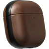 Rudas odinis Airpods 4 dėklas su juoda briauna