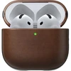 Rudas odinis Airpods 4 dėklas su ausinėmis viduje