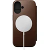 Dėklas Nomad Modern Leather Folio, rudos spalvos – Apple iPhone 16