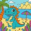 Norimpex Paveikslas skaičiais - Juokingas dinozauras 25x25cm