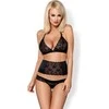 Komplet koronka stanik pas stringi obsessive lxl