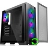 EVOLVEO Ptero Q2+, 2x priekinis skydelis - stiklas / tinklelis, ATX dėklas, juodas, 4x ARGB ventiliatorius