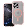 OEM dėklas iPhone 16 PRO, permatomas Mag dangtelis – blizgus (STR / KAMEROS APSAUGA), suderinamas su MagSafe, rožinis blizgus