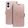 Oem MEZZO Book dėklas skirtas Samsung Galaxy S25 Edge teddy bear rožinio aukso spalvos