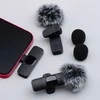 Oem Wireless lavalier microphone Lightning double with long hair (2 in set) K1 juodas