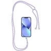Dėklas OEM SWING (6mm) telefono virvelė, reguliuojamo ilgio telefono pakabukas / laido ilgis 165cm (maks. 82,5cm kilpoje) / ant peties arba kaklo - baltas - violetinė