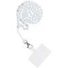 Dėklas OEM CRYSTAL DIAMOND telefono virvelė, telefono pakabukas / laido ilgis 74 cm (37 cm kilpoje) / ant kaklo - baltas