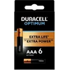 Duracell Optimum vienkartinės šarminės AAA baterijos, 6 vnt. pakuotė
