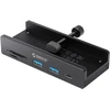 Orico aktyvus USB-C šakotuvas 10 Gbps, 15 W, prisukamas, 2 x USB-A, SD skaitytuvas, USB-C, juodas