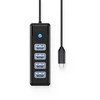 Orico PW4U-C3 USB-C / 4x USB-A 3.0 Hub – juodos spalvos