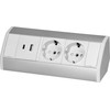 Orno Baldų lizdas 2x2P+Z (Schuko), 2xUSB (tipas A+C; 2.4A), balta ir sidabrinė