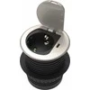 Orno Lizdas Baldinis lizdas Ø6cm, įleidžiamas į stalviršį, su dangteliu, USB įkrovikliu ir 1,9m laidu, 1x2P+Z (Schuko), 1xUSB (C tipo; 20W), sidabrinis