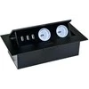 Orno Lizdas Baldų lizdas, įleidžiamas į stalviršį, su storu kraštu, 2x2P+Z, 3 USB prievadai, juodas