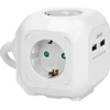Orno 4 krypčių ilgintuvas 2P+E (Schuko), 2xUSB įkroviklis, 1,4m H05VV-F 3x1,5mm2, balta