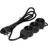 Orno Przedłużacz 3 krypčių prailgintuvas 2P+Z (Schuko), 5m H05VV-F 3x1.5mm2, Imax=16A, plokščias kištukas, juodas