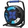 Orno Przedłużacz Profesionalus IP44 prailginimo laido ritė, 4 lizdai 2P+Z (Schuko), alyvai atsparus guminis kabelis, H07RN-F 3x2,5mm², ilgis 40m, unikalus CUBE stovas, FIKSUOTI LIZDAI, šiluminė perkrovos apsauga, srovės kelio sklendės.