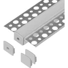 Orno Rinkinys: Komplektas: aliuminio profilis LED juostoms, 2000 x 55 x 13 mm, įleidžiamas, sidabrinis, matinis dangtelis, 4 galiniai dangteliai