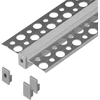 Orno Rinkinys: Komplektas: aliuminio profilis LED juostoms, 2000 x 47,7 x 11,9 mm, įleidžiamas, sidabrinis, opalo spalvos dangtelis, 4 galiniai dangteliai