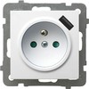 Ospel AS Vieno lizdo lizdas su įžeminimu ir srovės takų sklendėmis, su USB įkrovikliu baltas GP-1GZPUSB/m/00