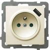 Ospel AS Vienvietis lizdas su įžeminimu, su srovės kelio sklendėmis, su ekru USB įkrovikliu GP-1GZPUSB/m/27