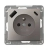 Ospel GP-1YZPUSBAC/m/23 IMPRESJA Viengubas įžemintas lizdas su srovės kelio sklendėmis, su USB A+C įkrovikliu, titano spalvos GP-1YZPUSBAC/m/23