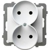 Ospel GP-2GR/m/00 AS Dvigubas kištukinis lizdas be išėjimo, baltas GP-2GR/m/00
