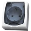 Ospel GNH-1NS/00/d MADERA Lizdas hermetiškas vienvietis su/u Schuko IP44 permatomas atvartas balta GNH-1NS/00/d