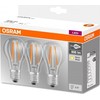 LED lemputės OSRAM FILAMENT BASE CLASSIC, E27, A60, 2700 K, 7 W, 806 lm, non-dim, 3 vnt