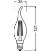 LED lempa Osram Filamentinė, BA35, 4W, E14, 2700K, 470lm