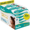 Pampers Aqua Soft Touch Servetėlės Kūdikiams, 20 Pakuotė, 1200 Servetėlės
