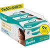 Pampers Aqua Soft Touch Servetėlės Kūdikiams, 9 Pakuotė, 540 Servetėlės