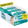 Pampers Aqua Servetėlės Kūdikiams, 12 Pakuotė, 720 Servetėlės