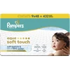 Pampers Aqua Soft Touch Servetėlės Kūdikiams, 9 Pakuotė, 432 Servetėlės