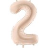 PartyDeco Folinis balionas skaičius 2, kreminis 72cm