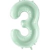 PartyDeco Folinis balionas skaičius 3, žalsvas 72cm