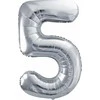 Party Deco Balionas folinis skaičius 5 sidabrinis 72cm