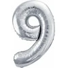 Party Deco Balionas folinis skaičius 9 sidabrinis 72cm