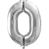 PartyDeco Balionas folinis skaičius 0 sidabrinis 86cm