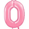 PartyDeco Folinis balionas "0" rožinis, 86 cm