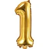 Party Deco Balionas folinis skaičius 1 auksinis 35cm