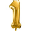 PartyDeco Folinis balionas "1" auksinis, 86 cm