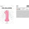 PartyDeco Folinis balionas "1" rožinis, 86 cm