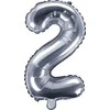Party Deco Balionas folinis skaičius 2 sidabrinis 35cm