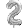 PartyDeco Balionas folinis skaičius 2 sidabrinis 86cm